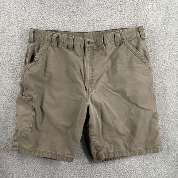 Carhartt Mens 44x10 Brown Canvas Carpenter Cargo Utility Workwear Shorts B147 - Picture 1 of 5